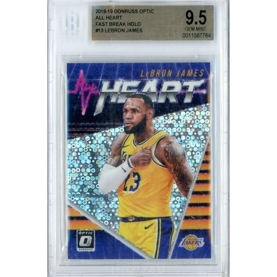 Graded 2018 Donruss Optic All Heart LeBron James #13 Fast Break Holo Basketball Card BGS 9.5 Gem Mint