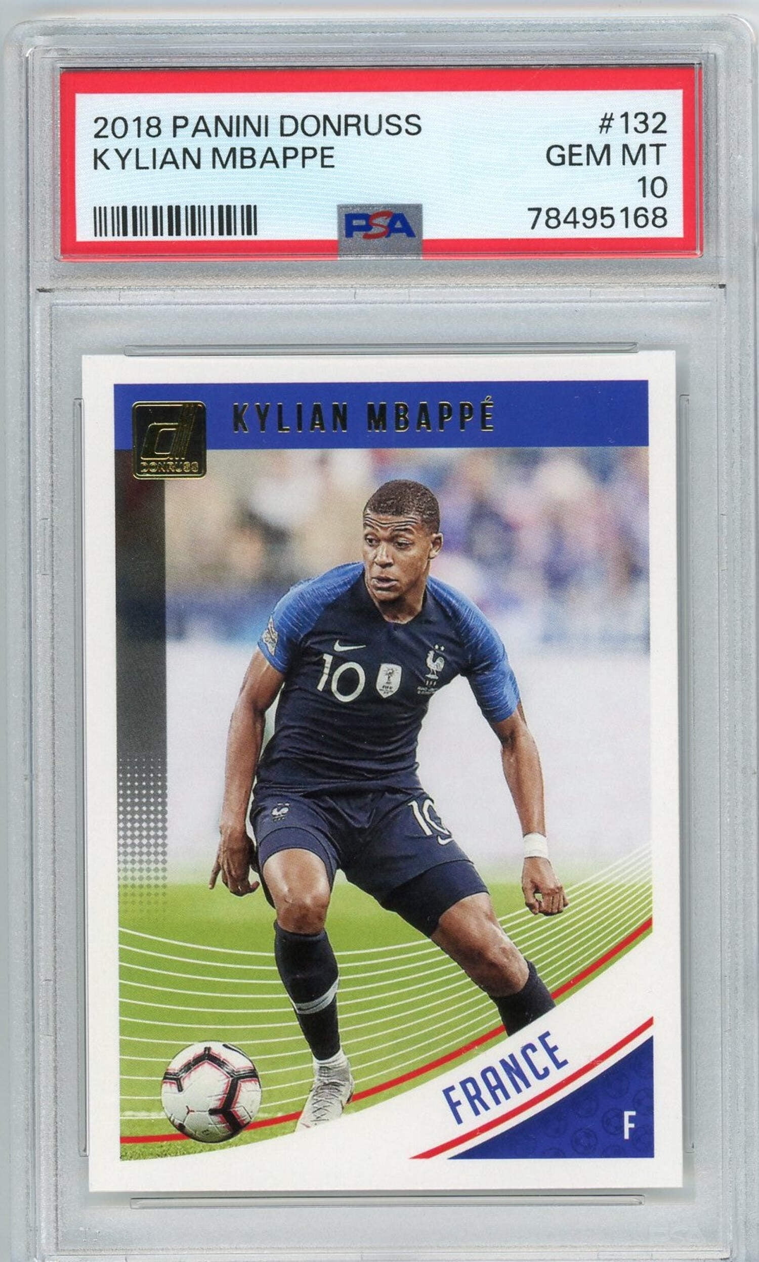 Graded 2018 Panini Donruss Kylian Mbappe #132 Soccer Card PSA 10