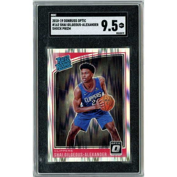 Graded 2018 Panini Donruss Optic Shai Gilgeous Alexander #162 Shock Prizm Rookie RC Basketball Card SGC 9.5 MT+