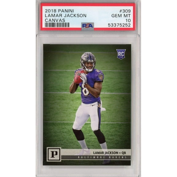 Graded 2018 Panini Lamar Jackson #309 Canvas Rookie RC Football Card PSA 10 Gem Mint