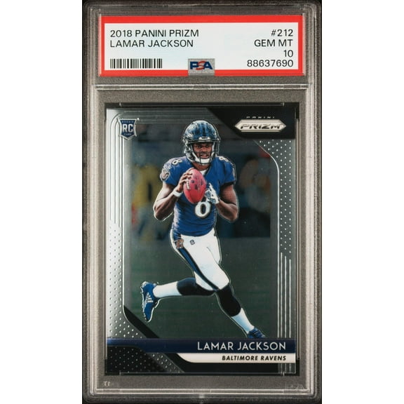 Graded 2018 Panini Prizm Lamar Jackson #212 Rookie RC Football Card PSA 10 Gem Mint