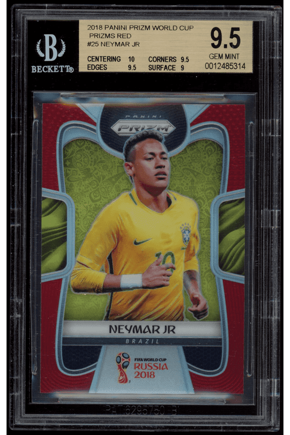 Graded 2018 Panini Prizm World Cup Neymar Jr #25 Red 015 149 BGS 9.5 Brazil
