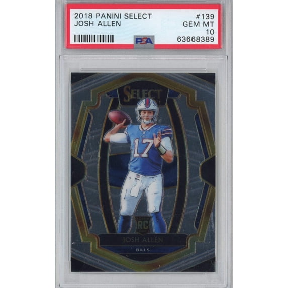 Graded 2018 Panini Select Josh Allen #139 Premier Level Jersey Rookie RC Football Card PSA 10 Gem Mint