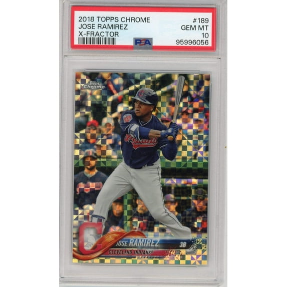 Graded 2018 Topps Chrome Jose Ramirez #189 X-Fractor Baseball Card PSA 10 Gem Mint