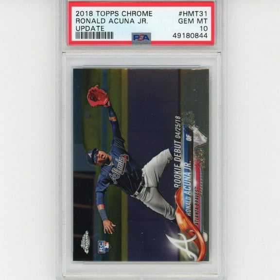 Graded 2018 Topps Chrome Update Ronald Acuna Jr. #HMT31 Rookie RC Baseball Card PSA 10 Gem Mint