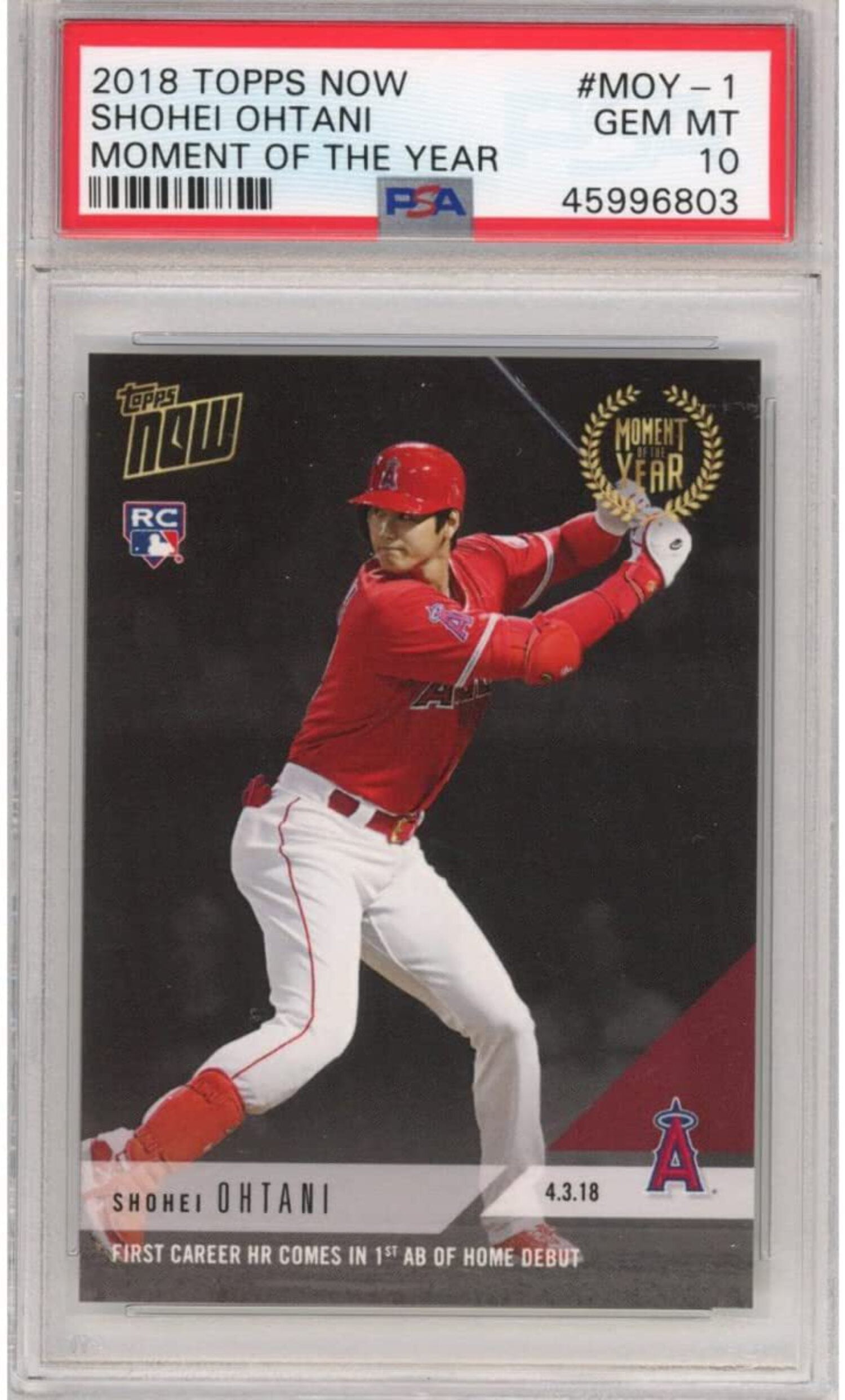 Graded 2018 Topps Now Shohei Ohtani MOY1 Moment of the Year Rookie RC