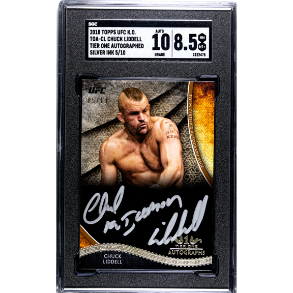 Graded 2018 Topps UFC Knockout Chuck Liddell Tier One Autograph Silver Ink #TOA-CL SGC 8.5 Auto 10 Trading Card