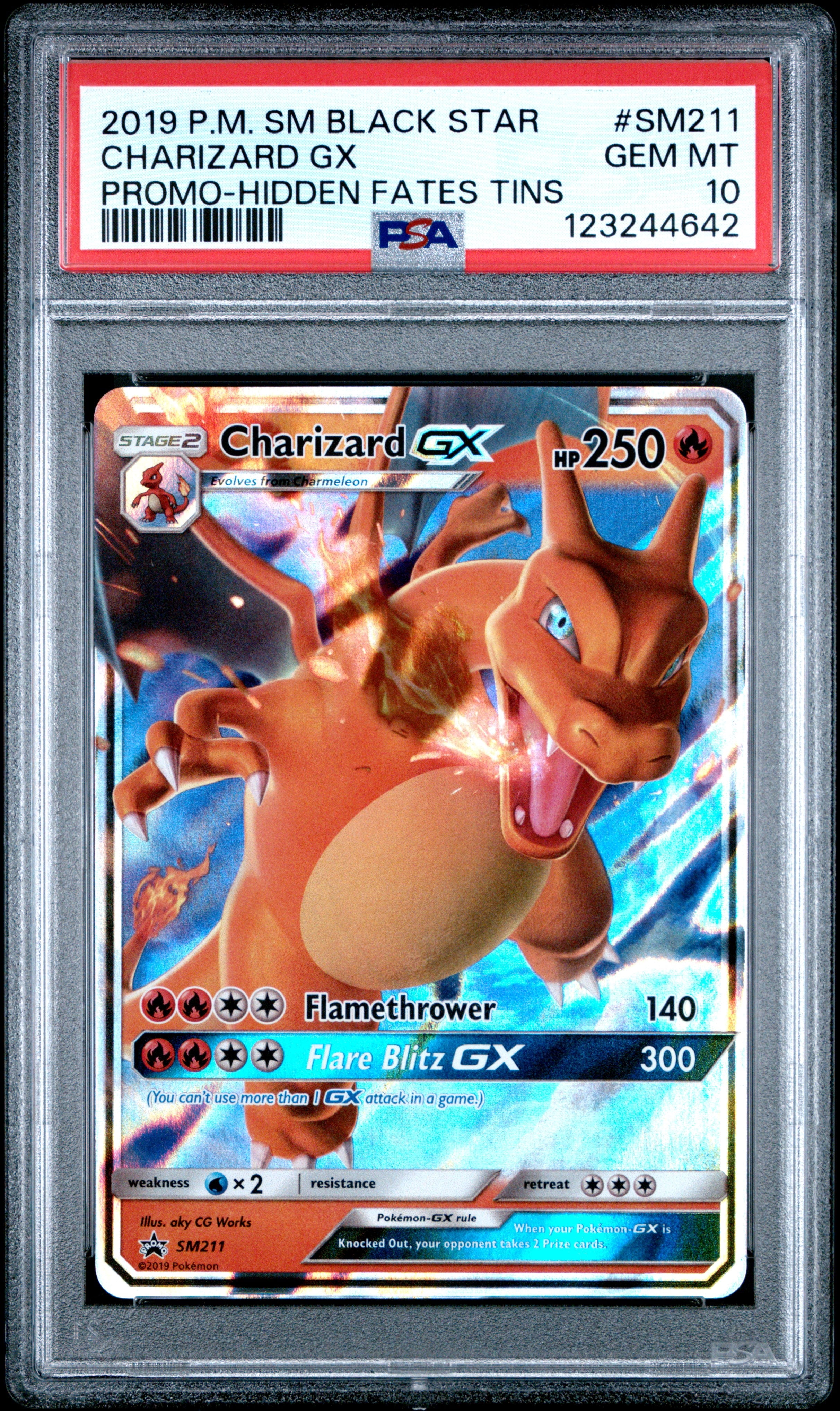 Graded 2019 PKM Sm Black Star Promo #SM211 Charizard Gx Promo