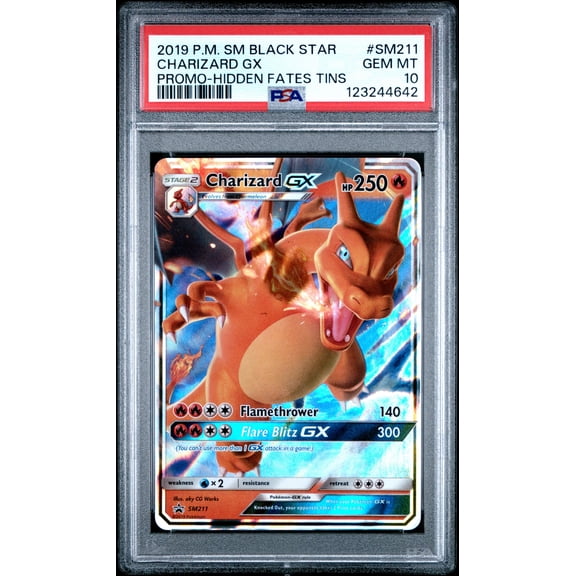 Graded 2019 PKM Sm Black Star Promo #SM211 Charizard Gx Promo Hidden Fates Tins PSA 10 Gem Mint