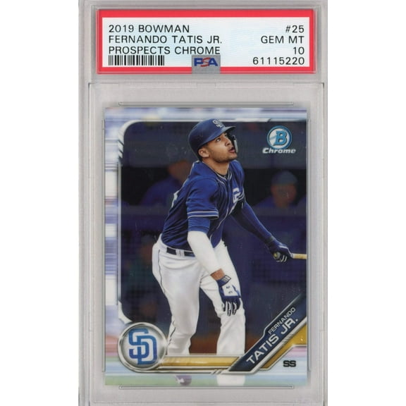 Graded 2019 Topps Bowman Fernando Tatis Jr. #25 Prospects Chrome Rookie RC Baseball Card PSA 10 Gem Mint