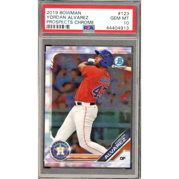 Graded 2019 Topps Bowman Yordan Alvarez #123 Prospects Chrome Rookie RC Baseball Card PSA 10 Gem Mint