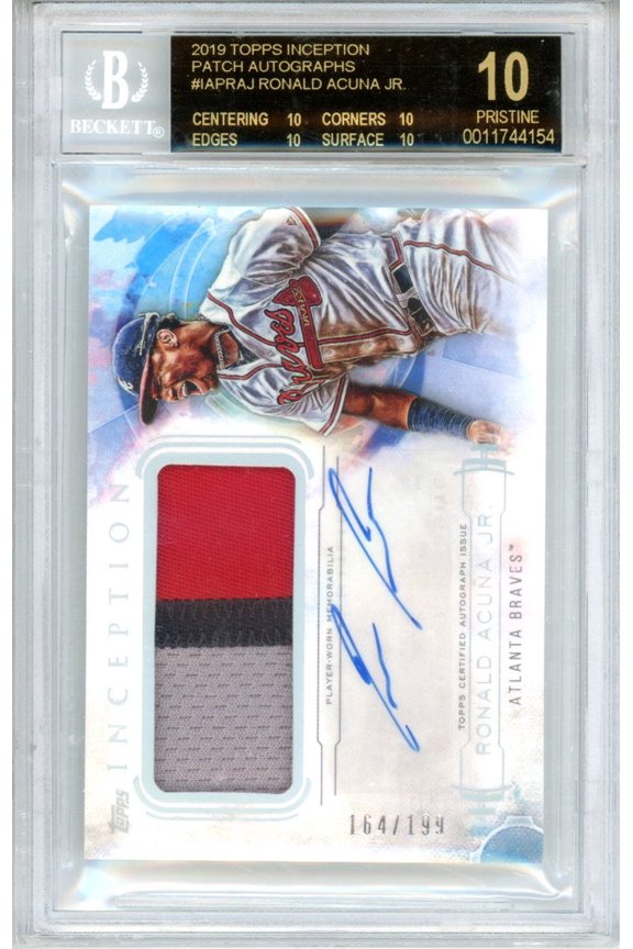 Graded 2019 Topps Inception Patch Autographs Ronald Acuna Jr. IAPRAJ /199 BGS 10 Auto 10