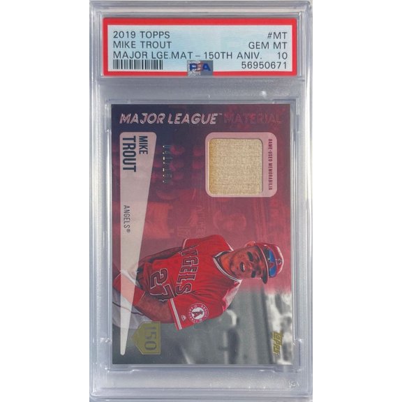 Graded 2019 Topps Major League Material Mike Trout Lge. Mat 150th Aniv #MT PSA 10