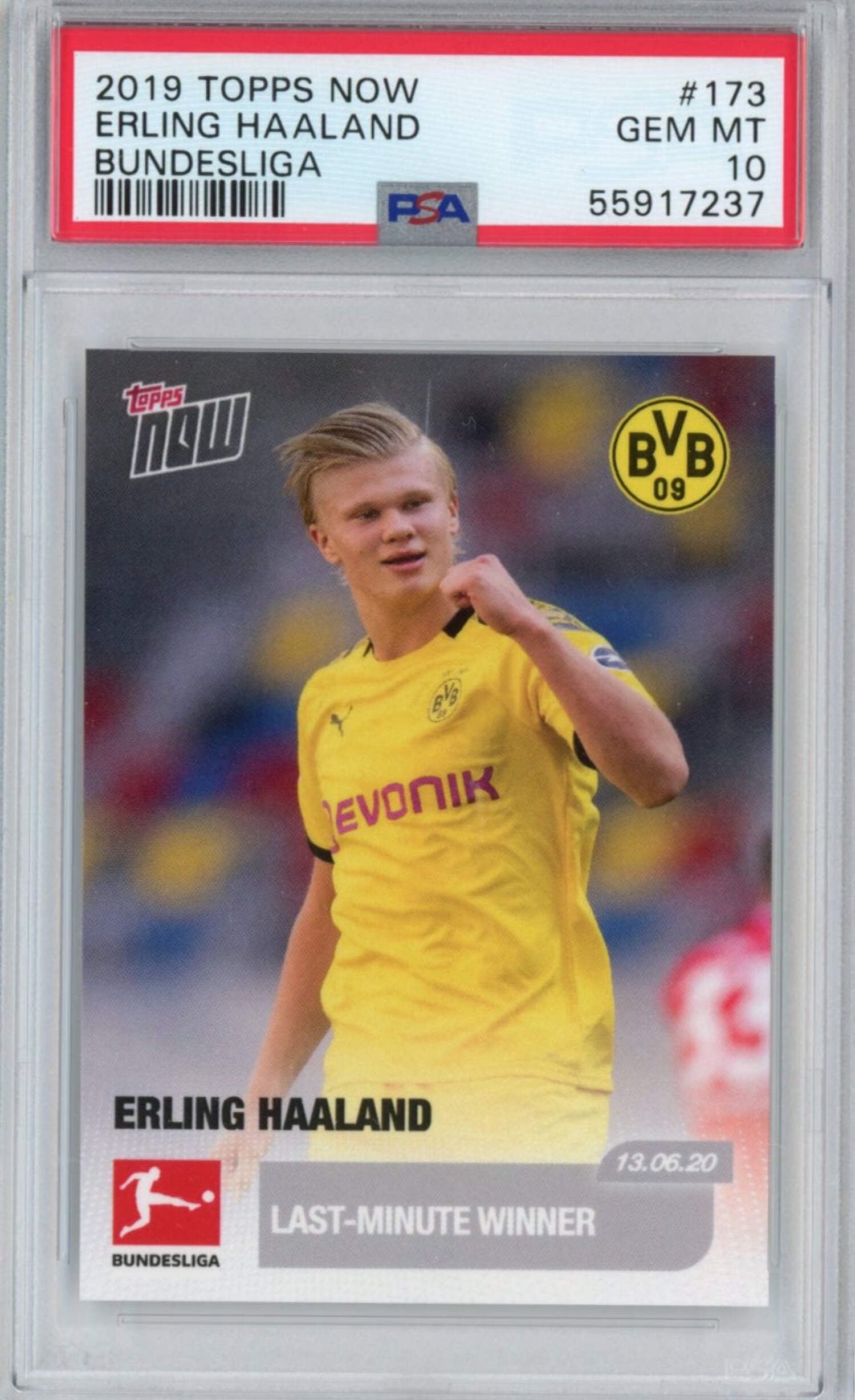 Graded 2019 Topps Now Erling Haaland #173 Bundesliga Rookie Graded 2019 Topps Now Erling Haaland #173 Bundesliga Rookie