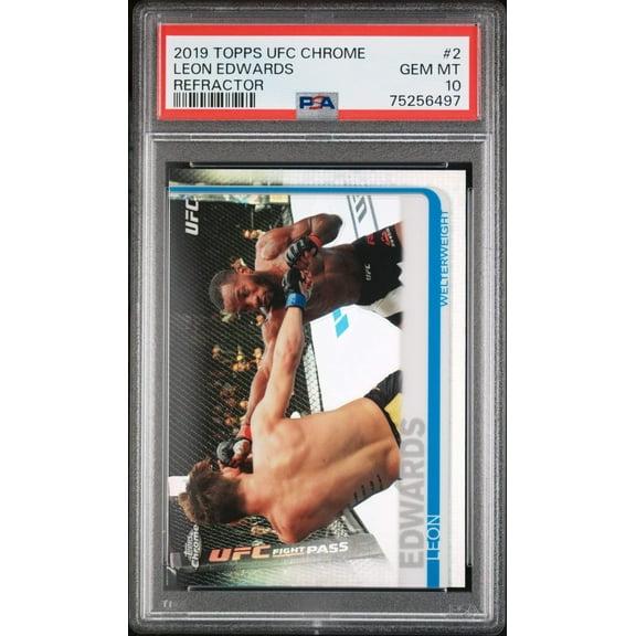 Graded 2019 Topps UFC Chrome Leon Edwards #2 Refractor Rookie RC UFC MMA Card PSA 10 Gem Mint