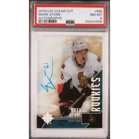 Graded 2019 Upper Deck Clear Cut Mark Stone #MS Autographs Auto PSA 8