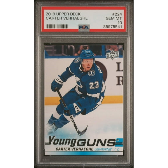 Graded 2019 Upper Deck Youngguns Carter Verhaeghe #224 Rookie RC Hockey Card PSA 10 Gem Mint