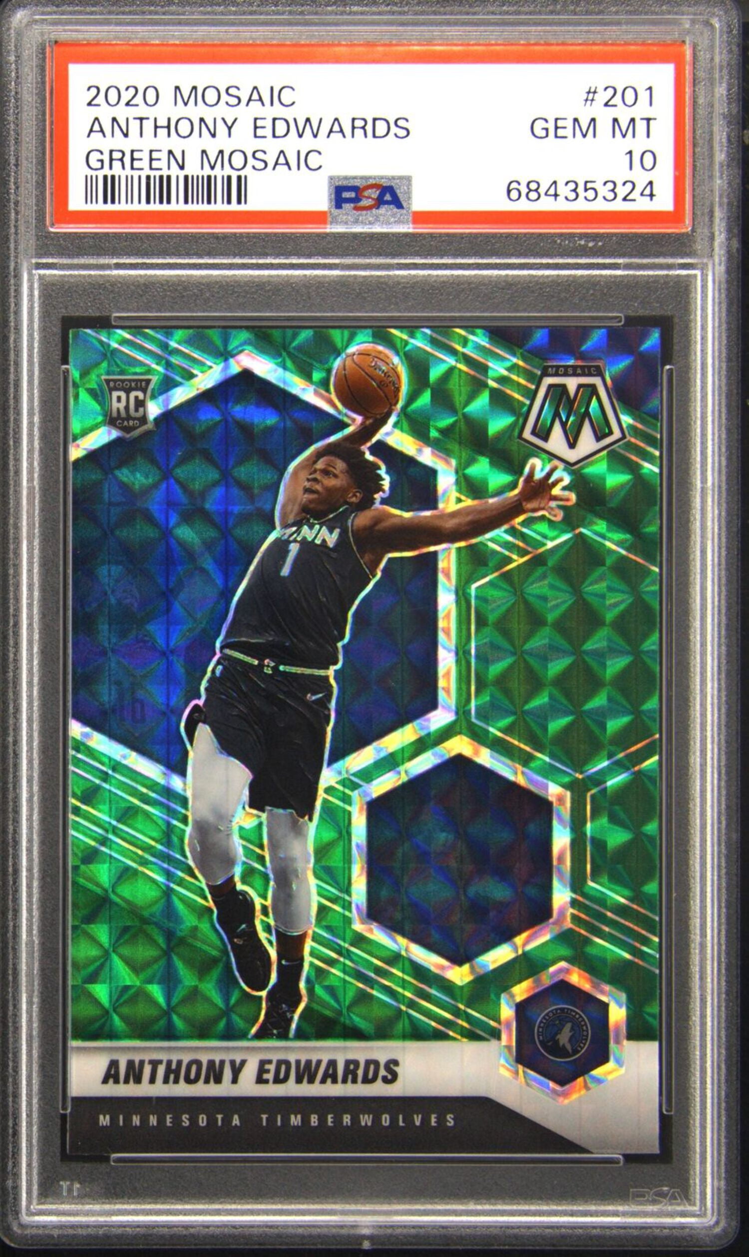 Graded 2020-21 Panini Mosaic Anthony Edwards #201 Green Mosaic