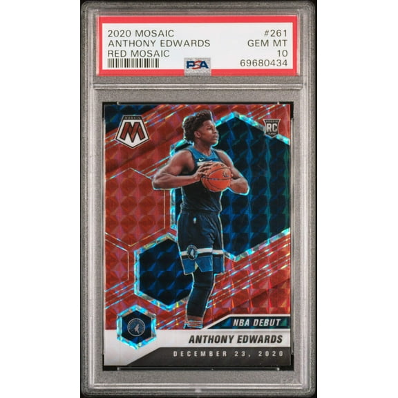 Graded 2020-21 Panini Mosaic Anthony Edwards #261 Red Mosaic Rookie RC Basketball Card PSA 10 Gem Mint