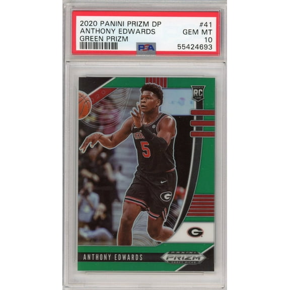 Graded 2020-21 Panini Prizm DP Draft Picks Anthony Edwards #41 Green Prizm Rookie RC Basketball Card PSA 10 Gem Mint