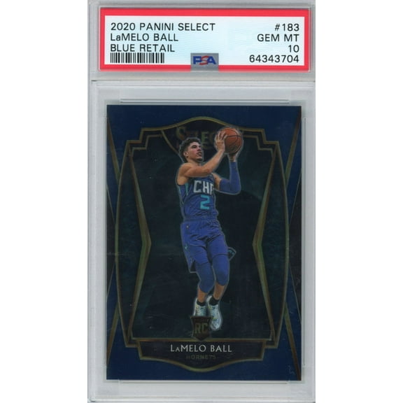 Graded 2020-21 Panini Select LaMelo Ball #183 Blue Retail Premier Level Rookie RC Basketball Card PSA 10 Gem Mint