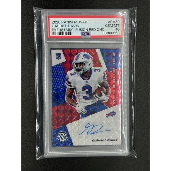 Graded 2020 Mosaic Gabriel Davis Rookie Autographs Fusion Red CHC PSA 10