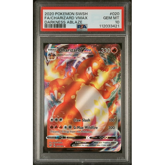 Graded 2020 PKM Sword & Shield Darkness Ablaze #020 Fa/Charizard Vmax Darkness Ablaze PSA 10 Gem Mint