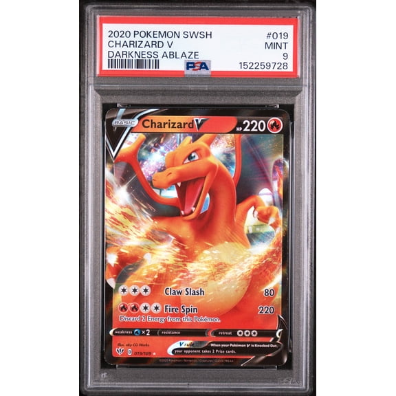 Graded 2020 PSA 9 Charizard V Darkness Ablaze #019 Pokemon Sword & Shield Trading Card
