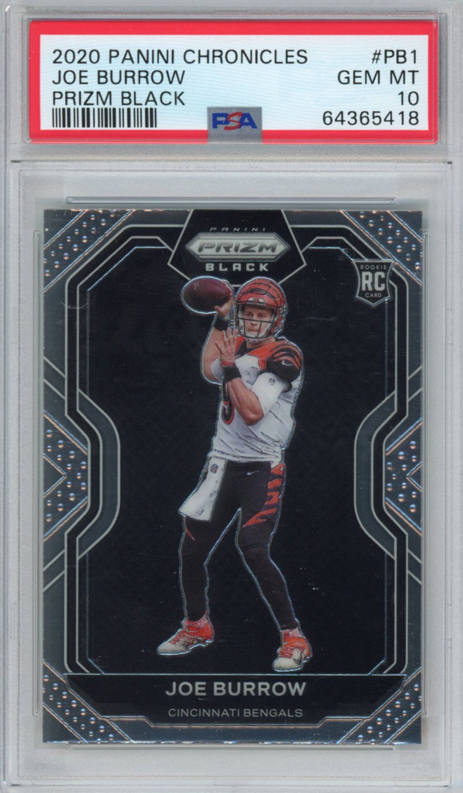 Graded 2020 Panini Chronicles Joe Burrow #PB1 Prizm Black Rookie RC Football  Card PSA 10 Gem Mint - Walmart.com