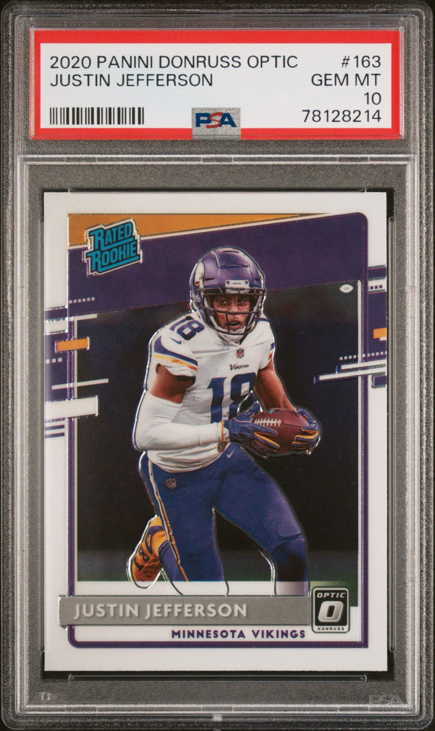 Graded 2020 Panini Donruss Optic Justin Jefferson #163 Rookie RC Football  Card PSA 10 Gem Mint - Walmart.com