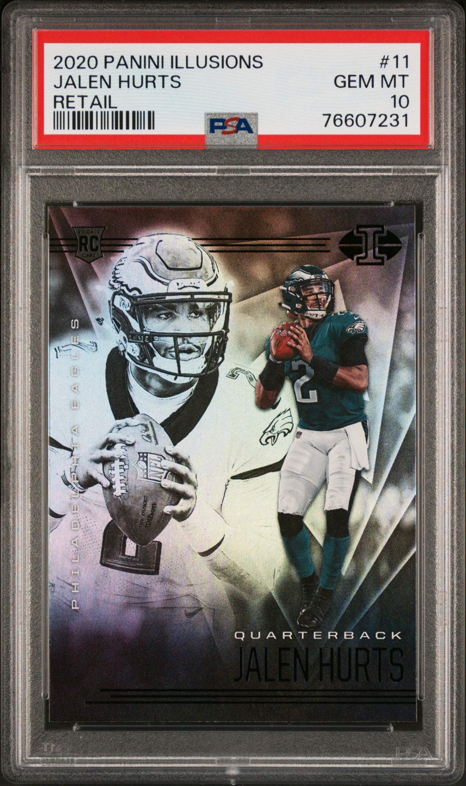 Graded 2020 Panini Illusions Jalen Hurts #11 Retail Rookie RC Football Card  PSA 10 Gem Mint