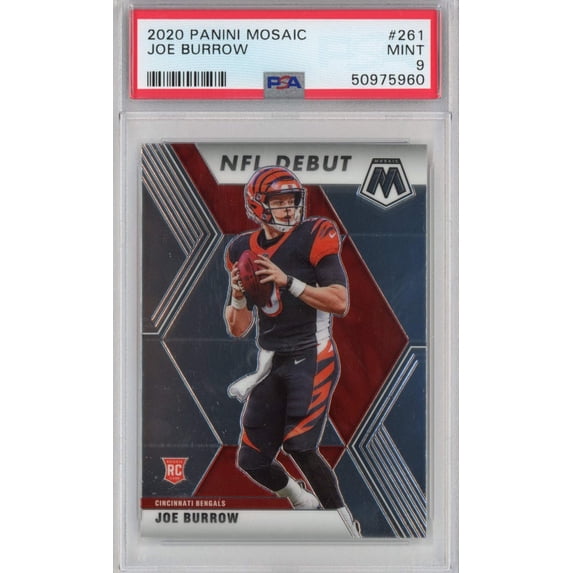 Graded 2020 Panini Mosaic Joe Burrow #261 Rookie RC Football Card PSA 9 Mint