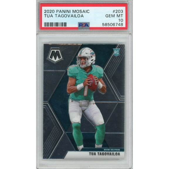 Graded 2020 Panini Mosaic Tua Tagovailoa #203 Rookie RC Football Card PSA 10 Gem Mint