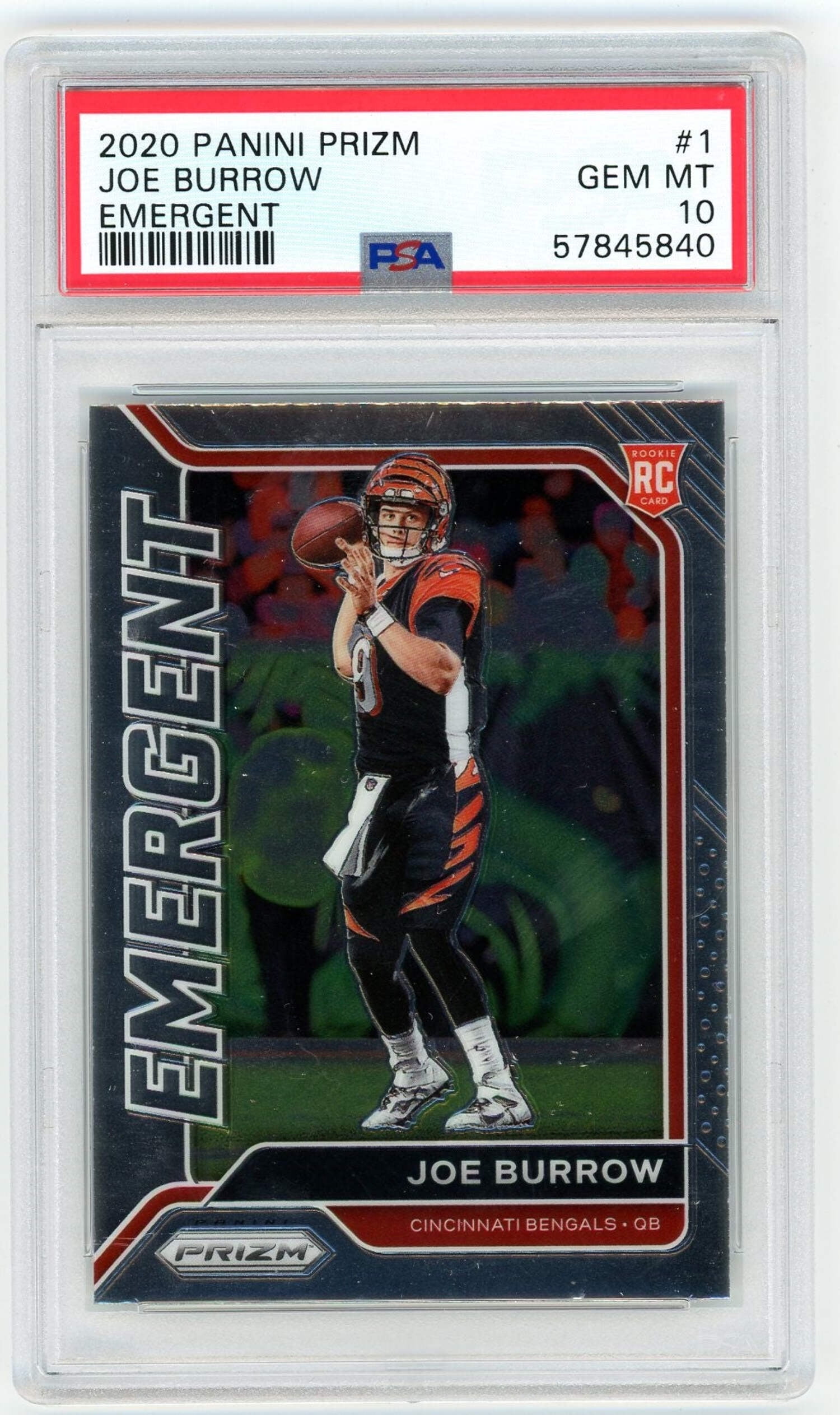 Graded 2020 Panini Prizm Joe Burrow #1 Emergent Rookie RC Football Card PSA 10 Gem Mint - Walmart.com Graded 2020 Panini Prizm Joe Burrow #1 Emergent Rookie RC Football Card PSA 10 Gem Mint - Walmart.com