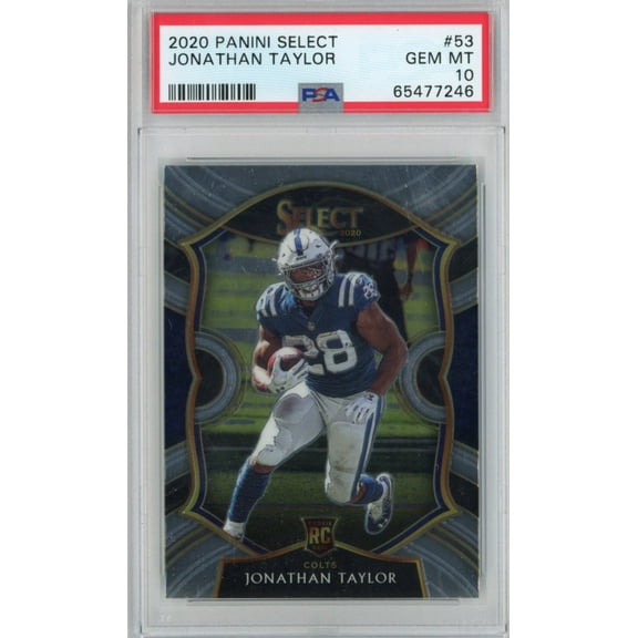 Graded 2020 Panini Select Jonathan Taylor #53 Concourse Rookie RC Football Card PSA 10 Gem Mint