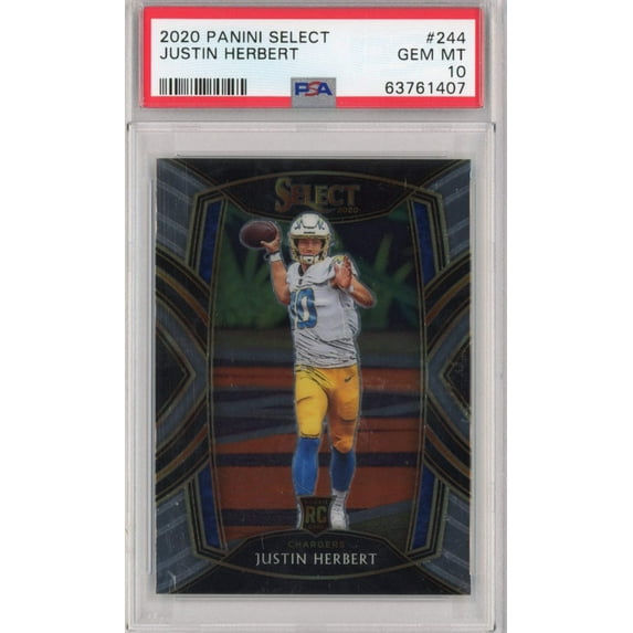 Graded 2020 Panini Select Justin Herbert #244 Club Level Rookie RC Football Card PSA 10 Gem Mint