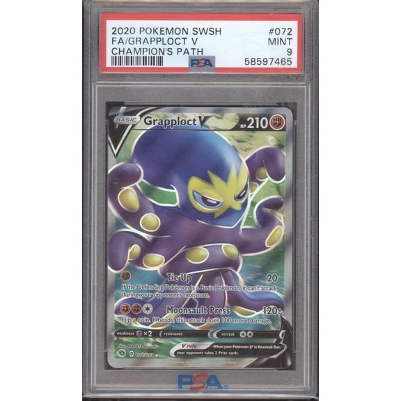 Graded 2020 Pokemon Sword & Shield Champion's Path Grapploct V PSA 9 #072 Trading Card