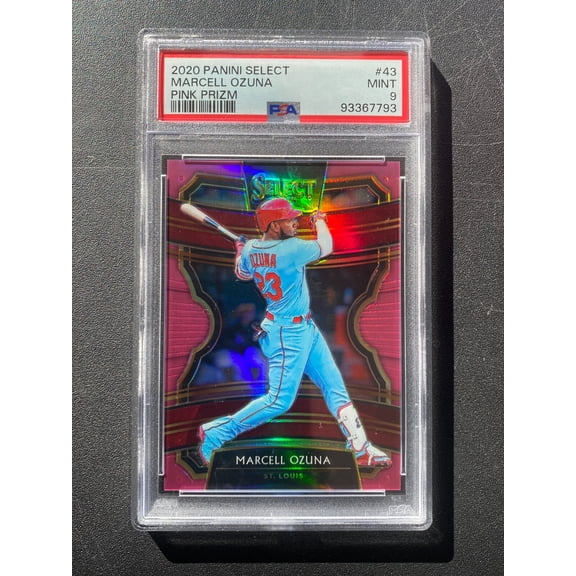 Graded 2020 Select Pink Prizm Marcell Ozuna #43 PSA 9 St. Louis Cardinals Baseball Card
