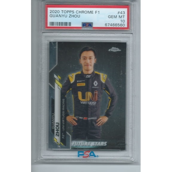 Graded 2020 Topps Chrome Formula 1 Guanyu Zhou #43 PSA 10