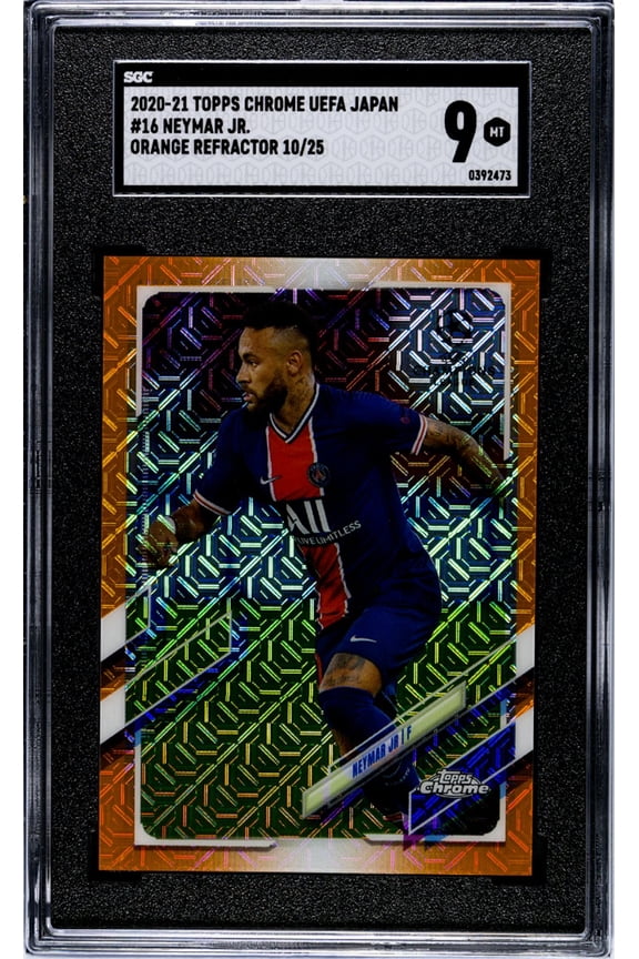 Graded 2020 Topps Chrome UEFA Japan Neymar Jr #16 Orange Refractor 25 SGC 9