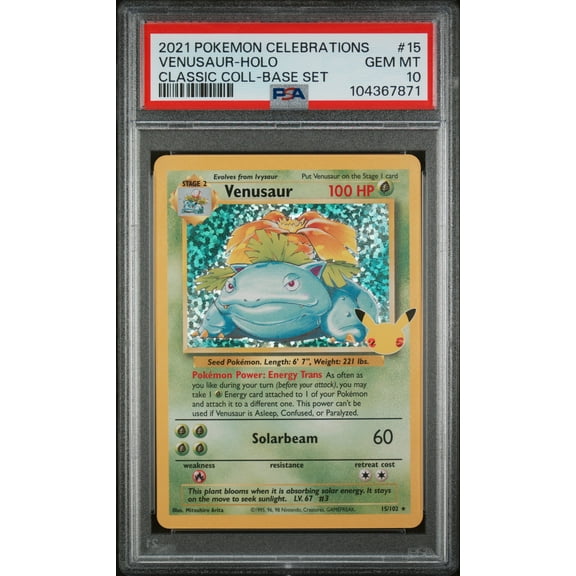 Graded 2021 PKM Celebrations #15 Venusaur Classic Collection Base Set Trading Card Game PSA 10 Gem Mint
