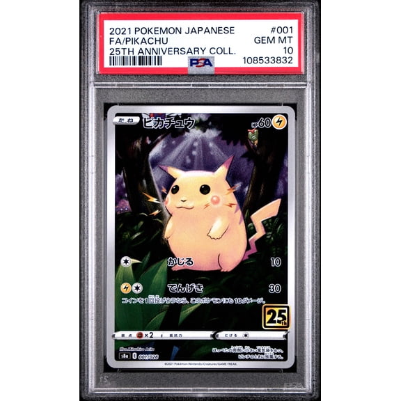 Graded 2021 PKM Japanese 25th Anniversary Collection #001 Fa/Pikachu 25th Anniversary Collection PSA 10 Gem Mint