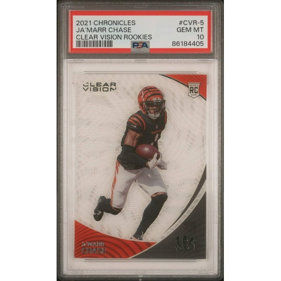 Graded 2021 Panini Chronicles Ja'Marr Chase #CVR5 Clear Vision Rookies RC Football Card PSA 10 Gem Mint