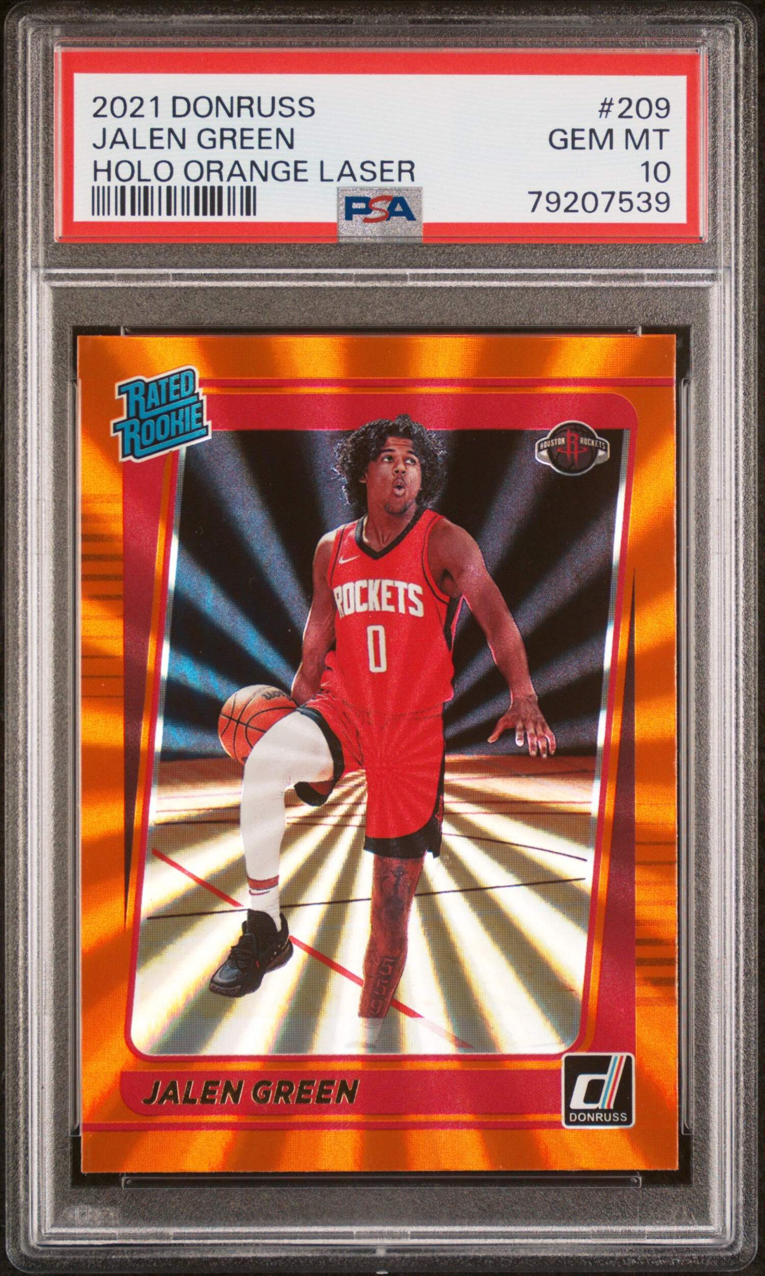 Graded 2021 Panini Donruss Jalen Green #209 Holo Orange Laser 