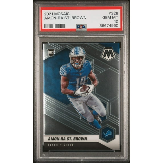 Graded 2021 Panini Mosaic Amon-Ra St. Brown #328 Rookie RC Football Card PSA 10 Gem Mint