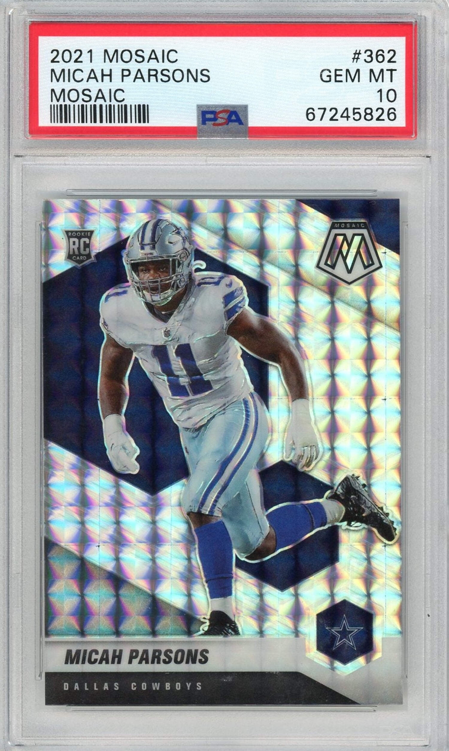 Graded 2021 Panini Mosaic Micah Parsons #362 Mosaic Rookie RC