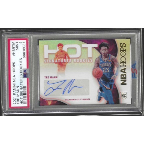 Graded 2021 Panini NBA Hoops Hot Signatures Rookies Tre Mann #HSRTM PSA 9