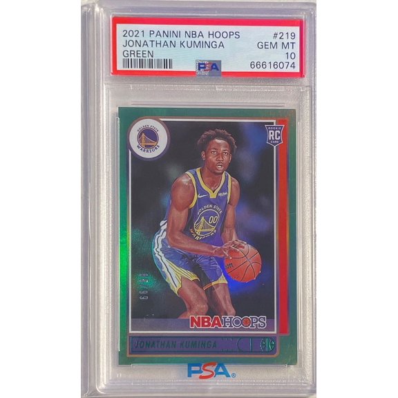 Graded 2021 Panini NBA Hoops Jonathan Kuminga #219 Green PSA 10