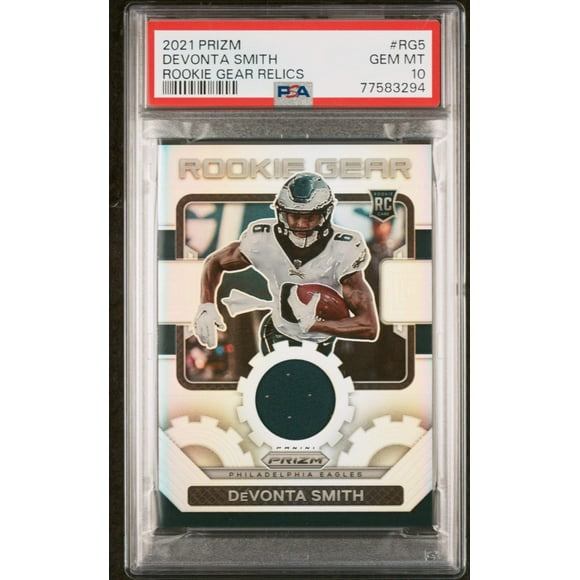 Graded 2021 Panini Prizm DeVonta Smith #RG5 Rookie Gear Relics Rookie RC Football Card PSA 10 Gem Mint