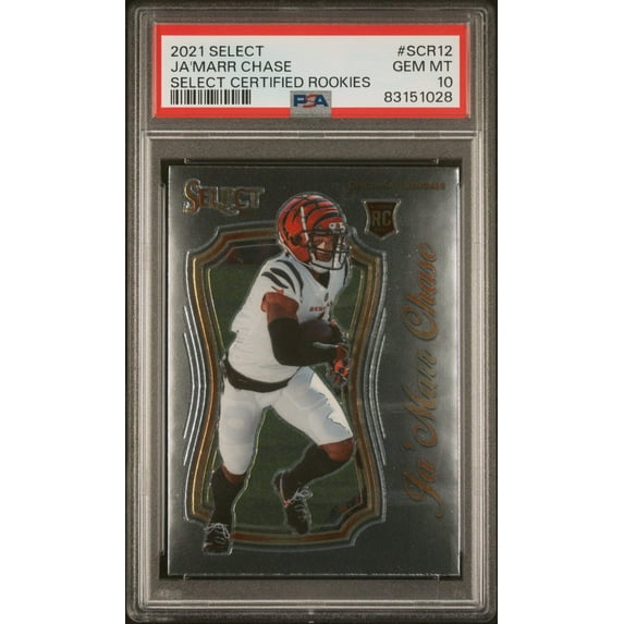 Graded 2021 Panini Select Ja'Marr Chase #SCR12 Certified Rookies RC Football Card PSA 10 Gem Mint